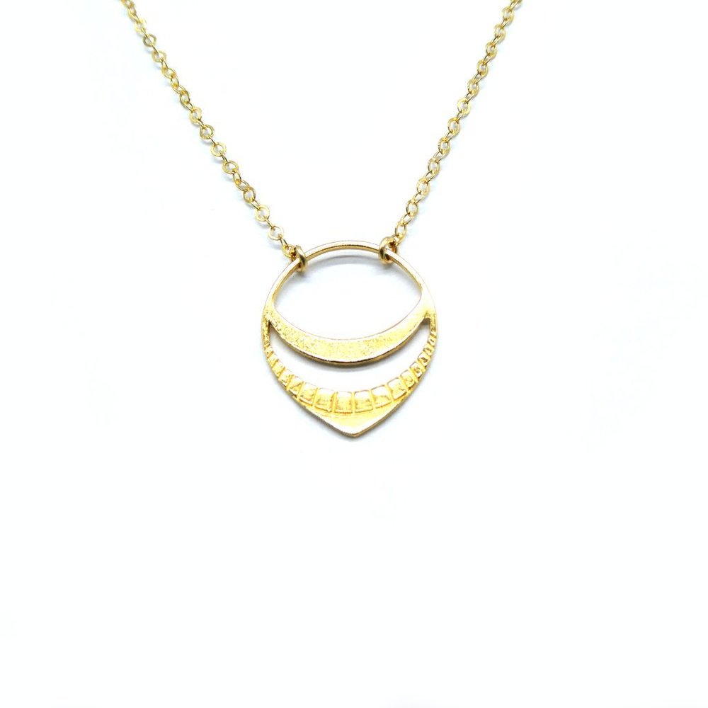 Gold Tribal Pendant Necklace (Made in California)